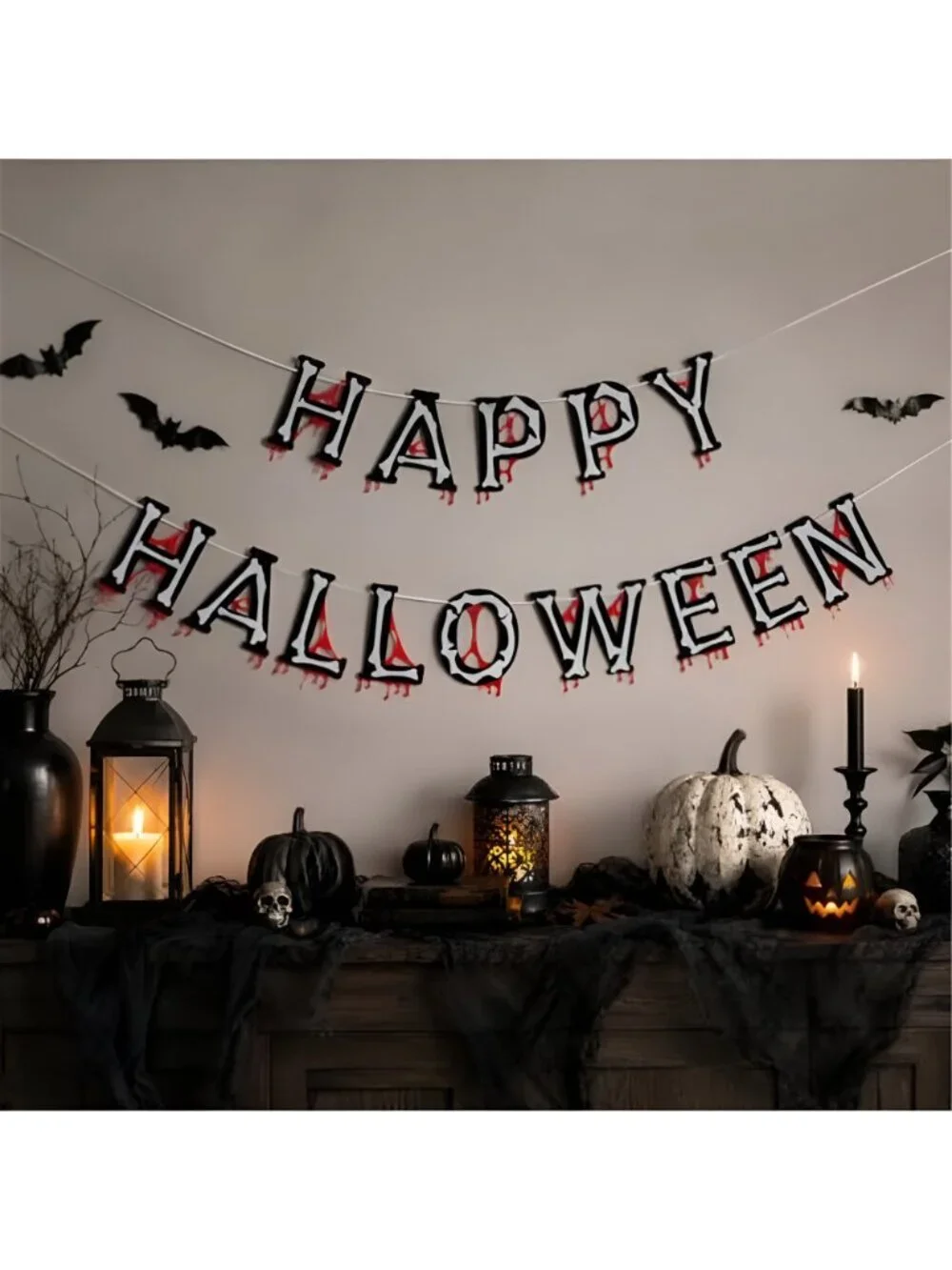 Happy Halloween Banner, Halloween Decorations, Halloween Scary Theme Decor
